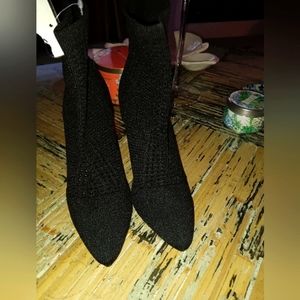 Catherine Malandrino Dnonito Black Pointed Toe Knit High Heel Booties